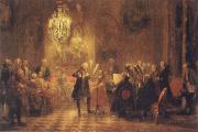Adolf Friedrich Erdmann Menzel The Flute Concert of Frederick II at Sanssouci oil on canvas